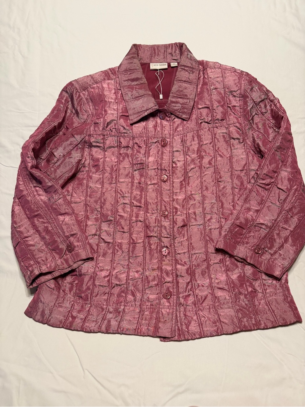 Erin London Rose Pink Crinkled Button-Front Jacket XL